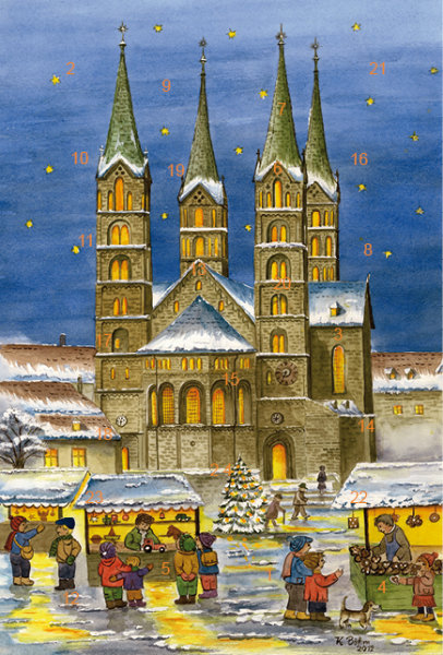 Adventskalender-Grußkarte Bamberg - Weihnachtsstimmung vor dem Dom