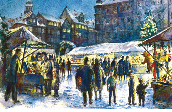 Adventskalender-Grußkarte Coburg - Weihnachtsstimmung auf dem Christkindlesmarkt