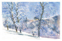 Kunstkarte Coburg - Verschneiter Hofgarten mit Veste