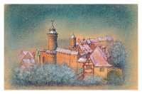 Kunstkarte Nürnberg - Die Kaiserburg im Abendlicht