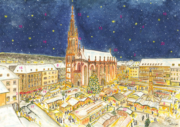 Wand-Adventskalender Würzburg - Frohes Treiben auf dem Weihnachtsmarkt