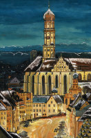 Kunstkarte Augsburg - St. Ulrich mit Alpenpanorama