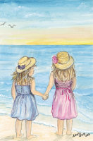 Kunstkarte - Mädchen am Strand
