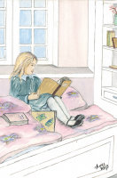 Kunstkarte - Lesendes Mädchen