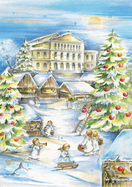 Wand-Adventskalender Coburg - Vorweihnachtliches Treiben auf dem Schlossplatz mit Glitzer