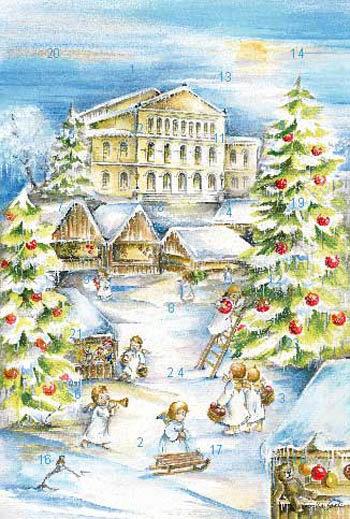 Adventskalender-Grußkarte Coburg - Landestheater mit Glitzer