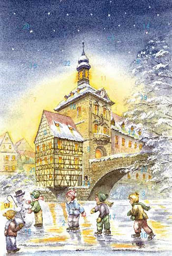 Adventskalender-Grußkarte Bamberg - Altes Rathaus ohne Glitzer