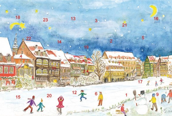 Adventskalender-Grußkarte Bamberg - Winterfreuden in Klein-Venedig ohne Glitzer