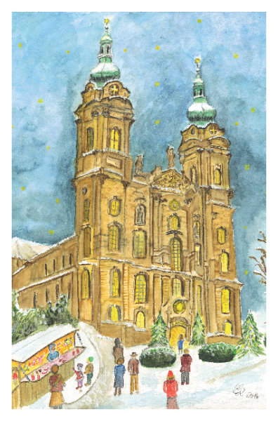 Kunstkarte Vierzehnheiligen - Weihnachtsvorfreude in Vierzehnheiligen mit Glitzer