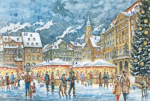 Adventskalender-Grußkarte Coburg - Christkindlesmarkt ohne Glitzer
