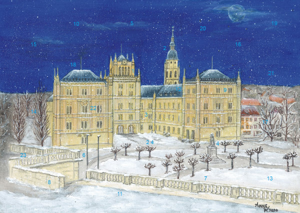 Wand-Adventskalender Coburg - Schloss Ehrenburg mit Glitzer