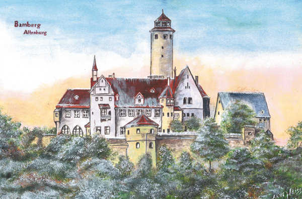 Kunstkarte Bamberg - Altenburg im Winter ohne Glitzer