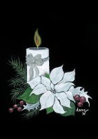 Kunstpostkarte - Blumenstillleben Weißer Christstern